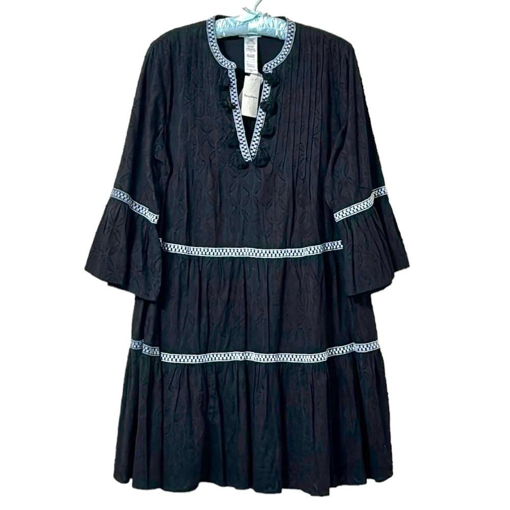 Tommy Bahama Cotton Clip Embroidered Tier Dress Size Medium